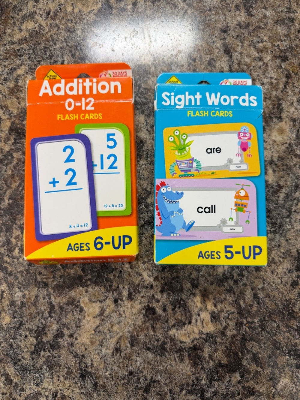 Addition & Sight Words Flash Cards - Orange + Teal